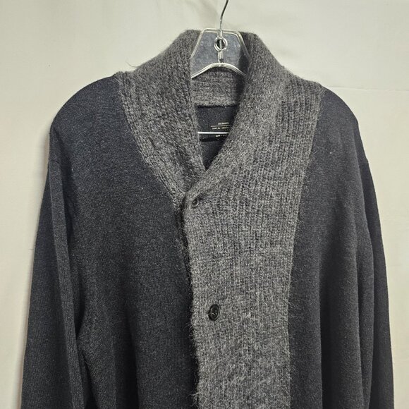 AllSaints Shawl Neck Cardigan Sweater Men Size XXL Gray Charcoal Cotton blend - Picture 3 of 12
